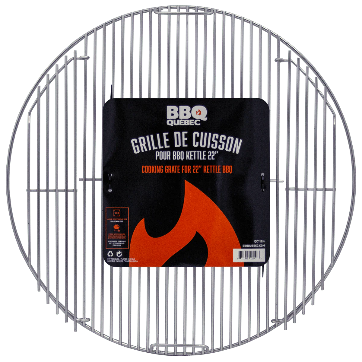 BE1184 - Grille en acier inoxydable 304 pour Kettle 22'' BBQ Québec