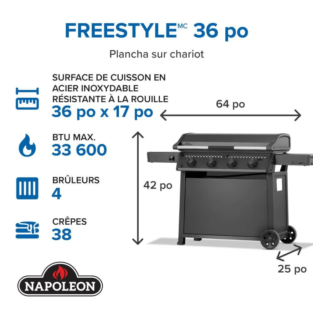 F36FTPMK - Plancha Freestyle 36 po au propane, noir mat - Image 5