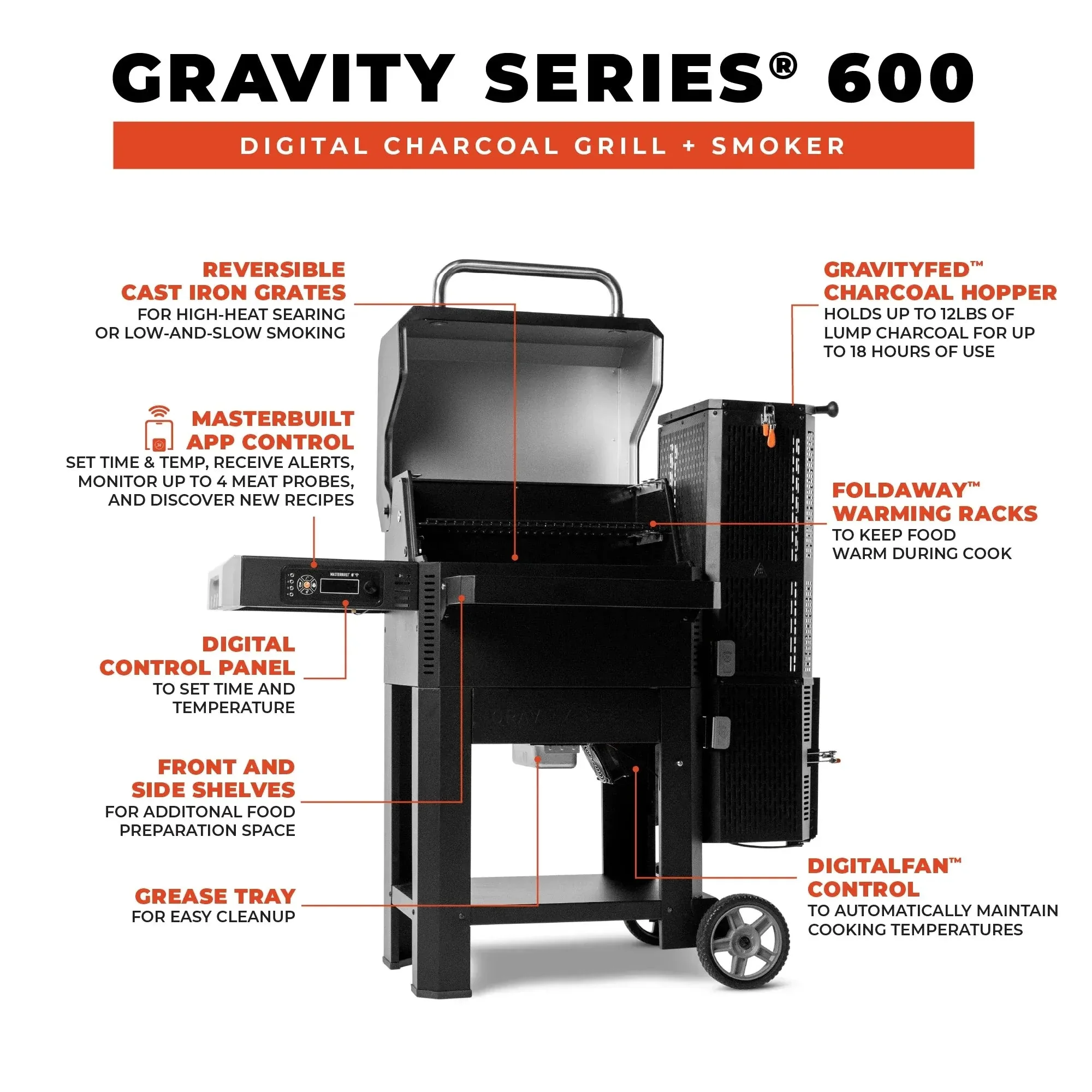 MB20041023 - Gravity Series 600 Digital Charcoal Grill + Smoker - Image 4