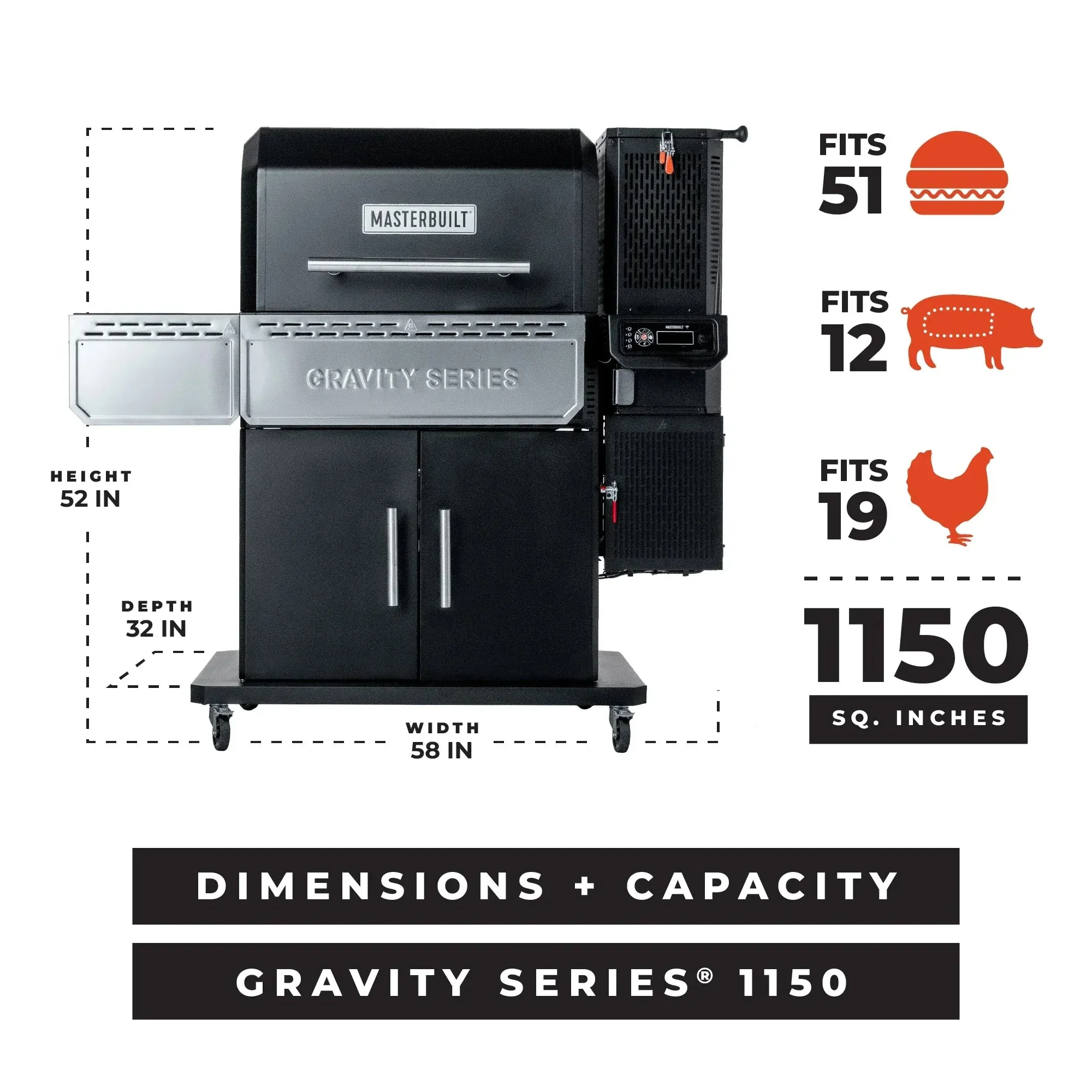 MB20041525 - Gravity Series 1150 Digital Charcoal Grill and Smoker - Image 8